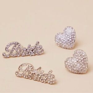Lulu's Sparkling Silver Heart Bride Earrings